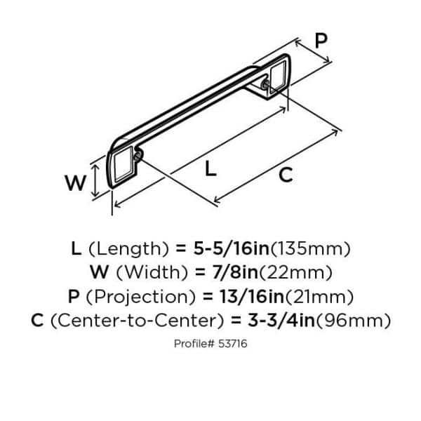 Brainerd Riveted Farmhouse 3-in or 3-3/4-in (76Mm or 96mm) Center to Center Matte Black Dual Mount Rectangular Cup Drawer Pull