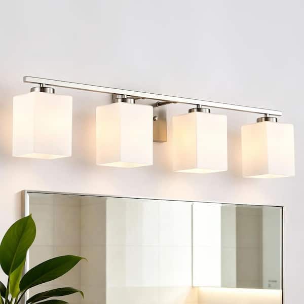 Edvivi 4-Light 32 in. Brushed Nickel Indoor Bathroom Vanity Lights