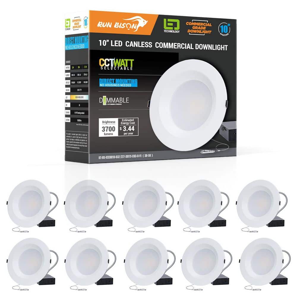 11.5" White Aluminum LED Recessed Lighting Kit, Set of 10