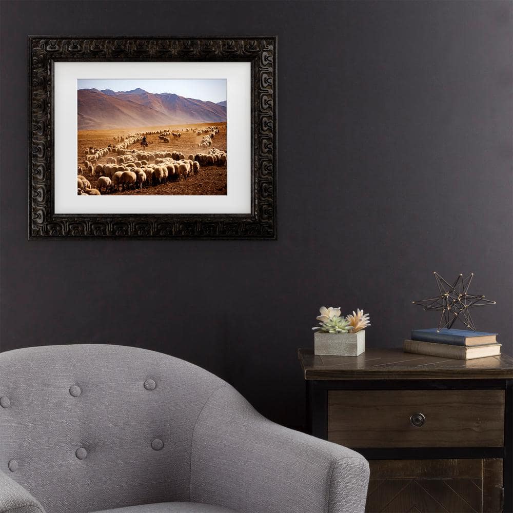 Murat Cacim Desert Sheep Herd Framed Canvas Wall Art