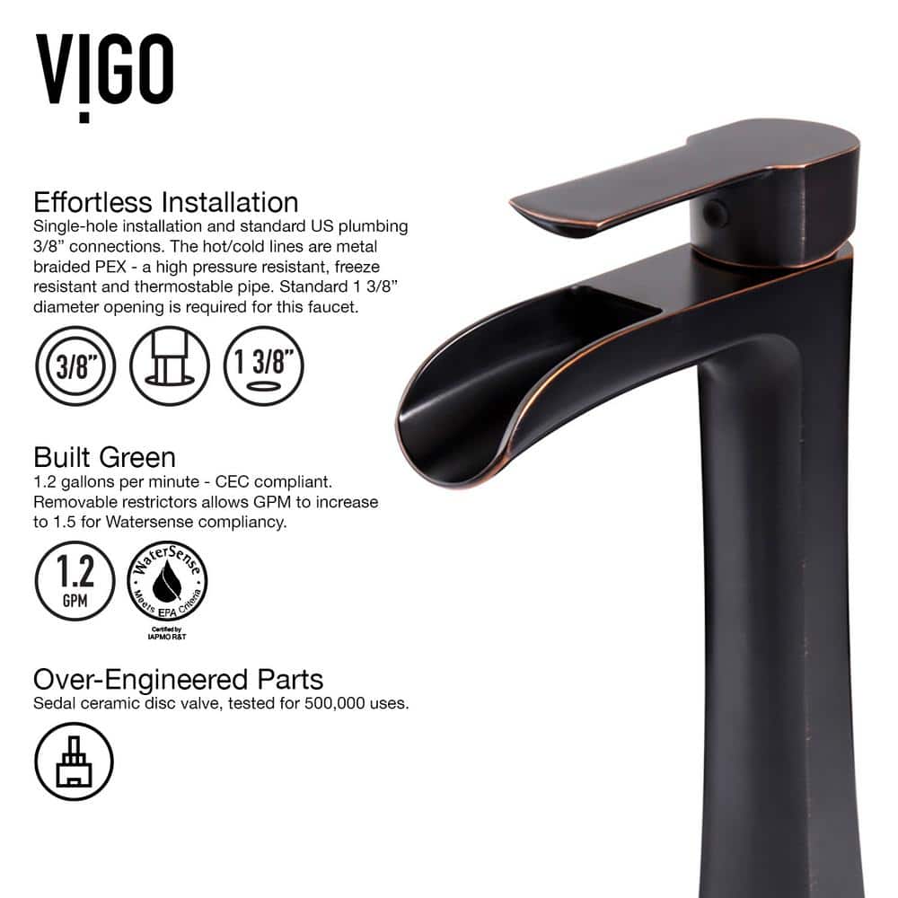 Russet Brown Round Glass Vessel Sink with Antique Bronze Faucet