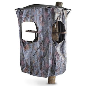 Universal Tree Stand Blind Kit Hunting Camo Cover with 3-Windows Stakes
