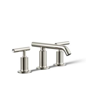 Purist 8 in. Widespread 2-Handle Low-Arc Bathroom Faucet in Vibrant Polished Nickel with Low Lever Handles