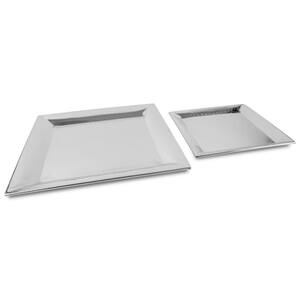 Hammered 11.25 in. L x 11.25 in. W x 16 in. H Stainless Steel Serving Tray (Set of 2)