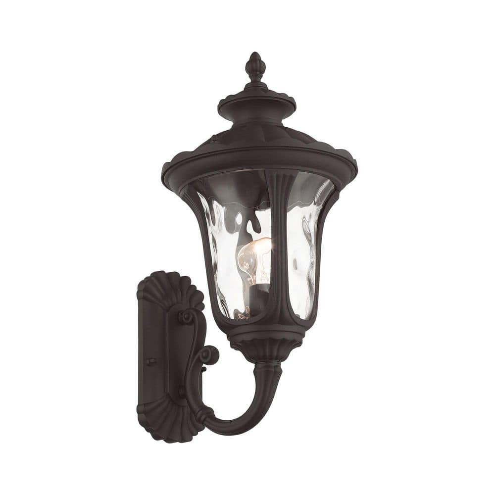 Elegant Oxford Bronze Outdoor Lantern with Clear Water Glass