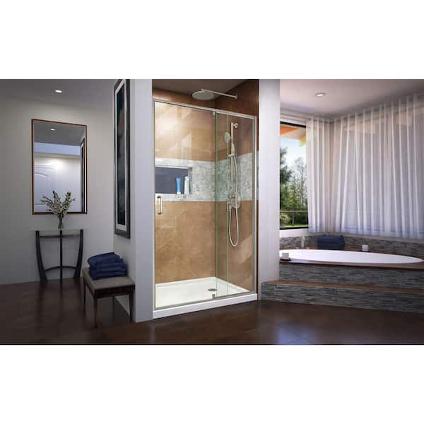 Flex 38-42 in. W x 72 in. H Semi-Frameless Pivot Shower Door in Brushed Nickel Flex 38-42 in. W x 72 in. H Semi-Frameless Pivot Shower Door in Brushed Nickel