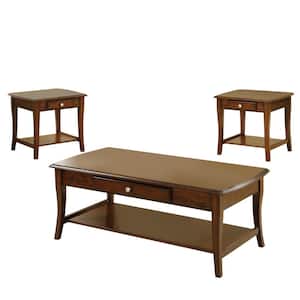Echo Valley 48 in. Dark Brown Rectangle Wood Coffee Table Set with 3-Pieces