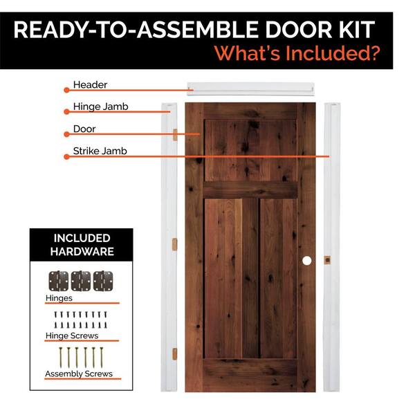 Krosswood Doors 24in.x80in. Left-Hand Knotty Alder Red Mahogany