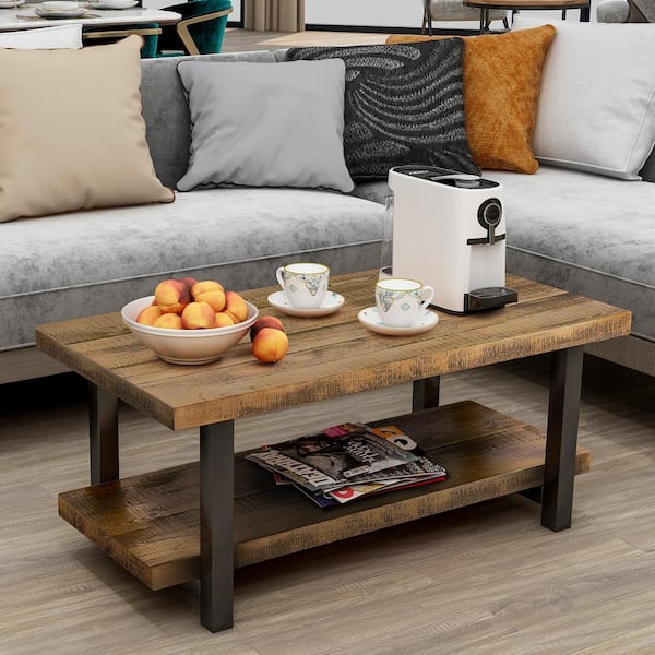 Oak Large Round Wood Coffee Table, Large Round Coffee Table With Shelf