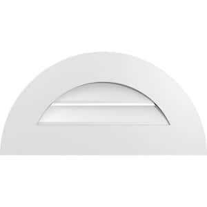 24 in. x 12 in. Half Round Surface Mount PVC Gable Vent: Functional with Standard Frame