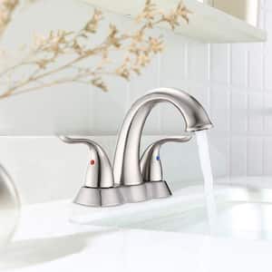 Freek 4 in. Centerset Double Handle Low-Arc Bathroom Faucet Combo Kit with Pop-Up Drain Assembly in Brushed Nickel