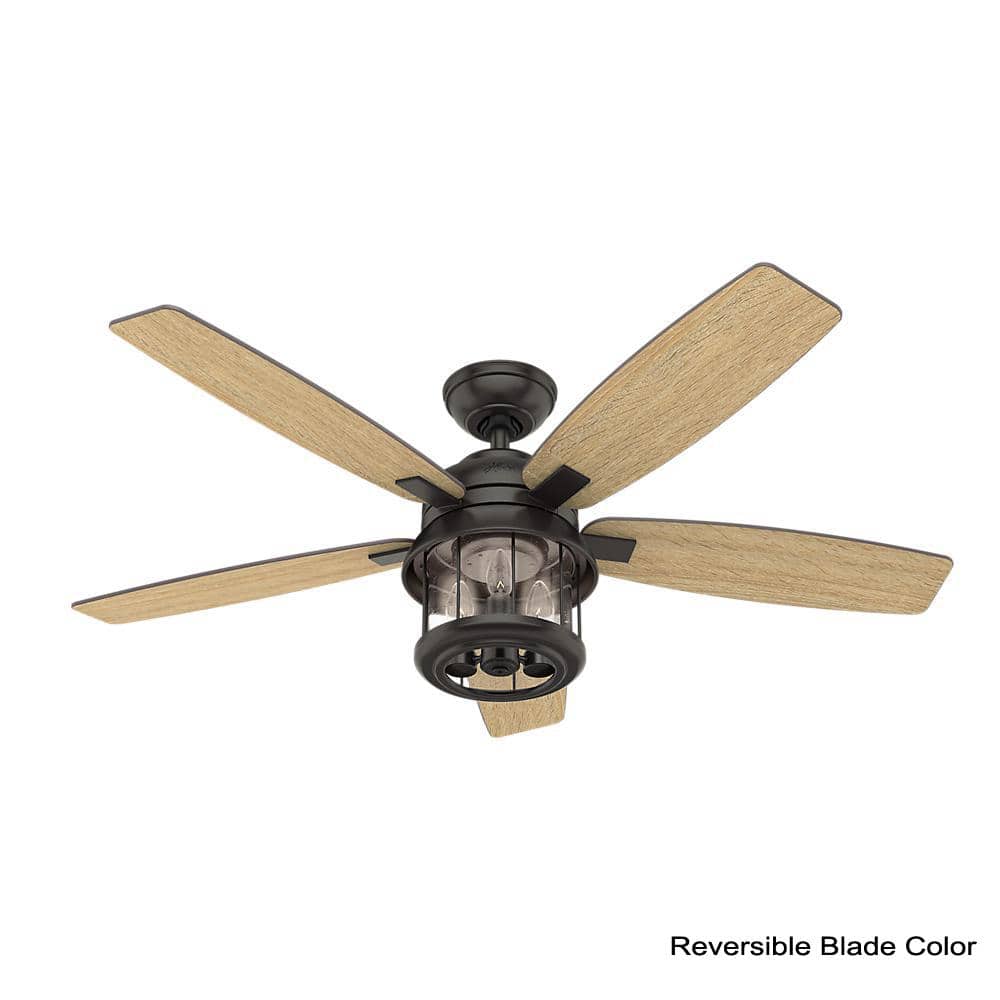 52" Noble Bronze Ceiling Fan with Seeded Glass Light