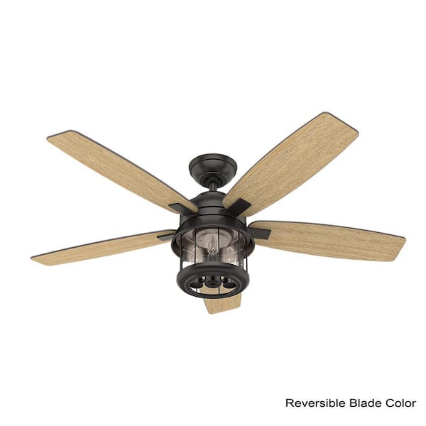Hunter C Bay 52 In Led Indoor, Outdoor Ceiling Fans With Light Kit And Remote