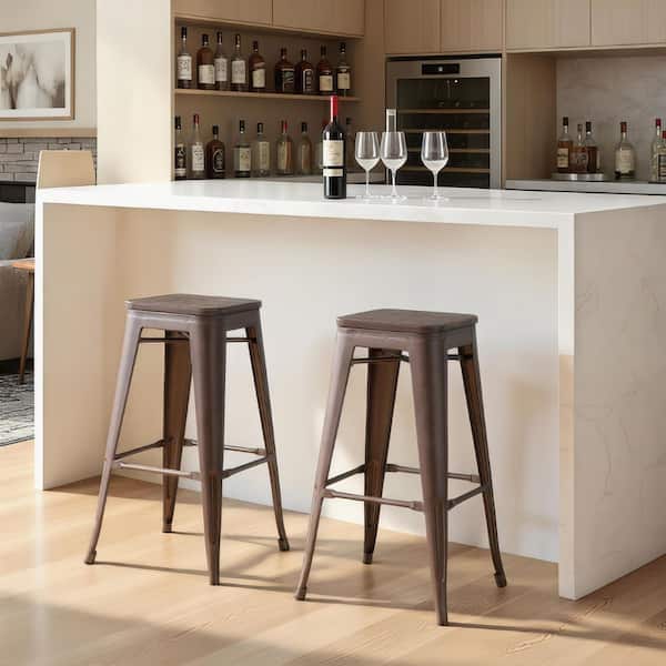 Oregon 30 in. Antique and Espresso Bar Stool (Set of 2)