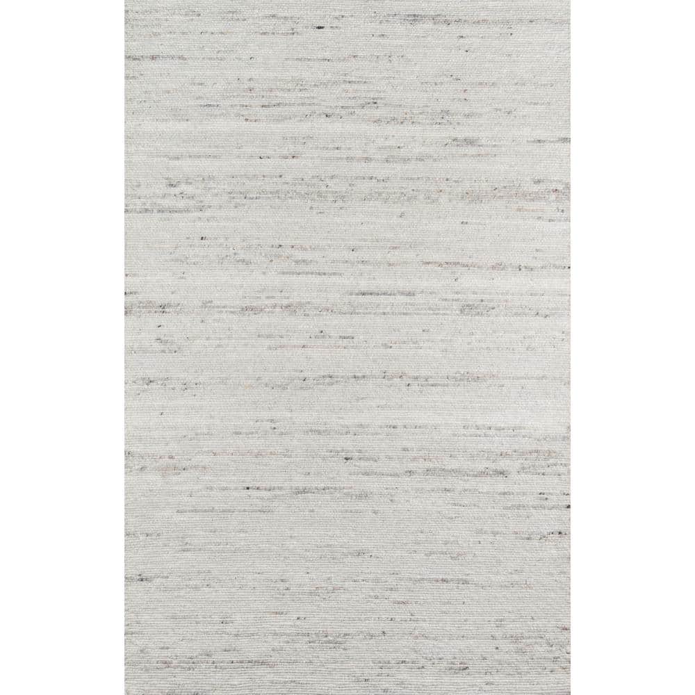 Ivory and Gray Hand-Woven Wool 5' x 7' Area Rug