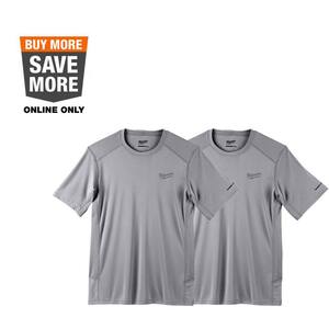 Men's Medium Gray WORKSKIN Light Weight Performance Short-Sleeve T-Shirts (2-Pack)