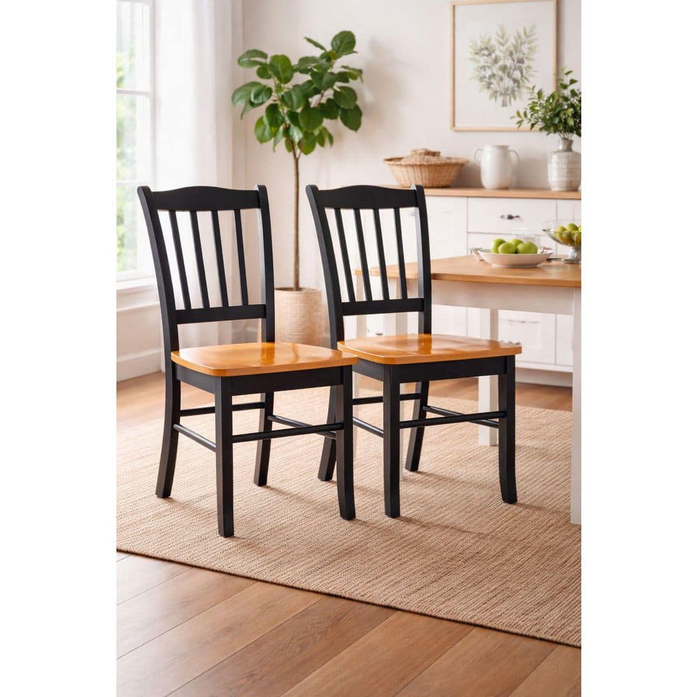 Black and Oak Shaker Dining Chair (Set of 2)