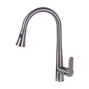 9.05 in. Single-Handle Pull-Down Sprayer Kitchen Faucet in Brushed Nickel