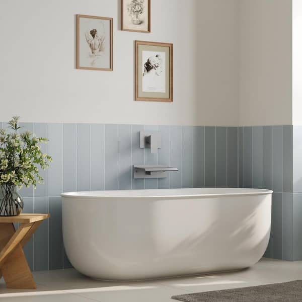 Wide Waterfall 8 in. Single Handle Wall-Mounted 1-Spray Tub and Shower Faucet 2.8 GPM in. Brushed Nickel Valve Included