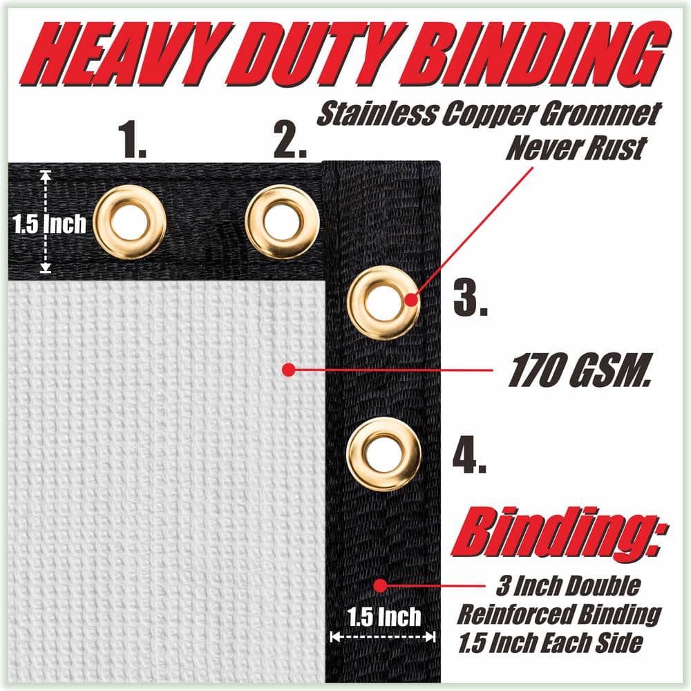 6 ft. x 50 ft. White HDPE Privacy Fence Screen with Reinforced Grommets