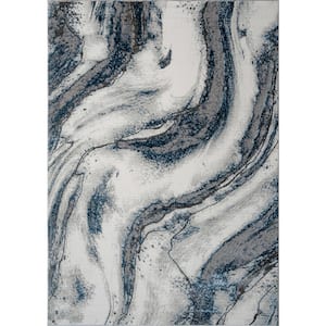 "Ziv" 2' x 3' Navy/White Abstract Area Rug