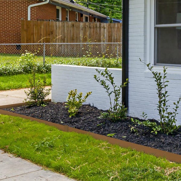 39.6 in. L x 0.06 in.W x 2 in. H Brown Steel Edging Landscape Steel Garden Edging Borders Strips Hammer-Rustic (10-Pack)