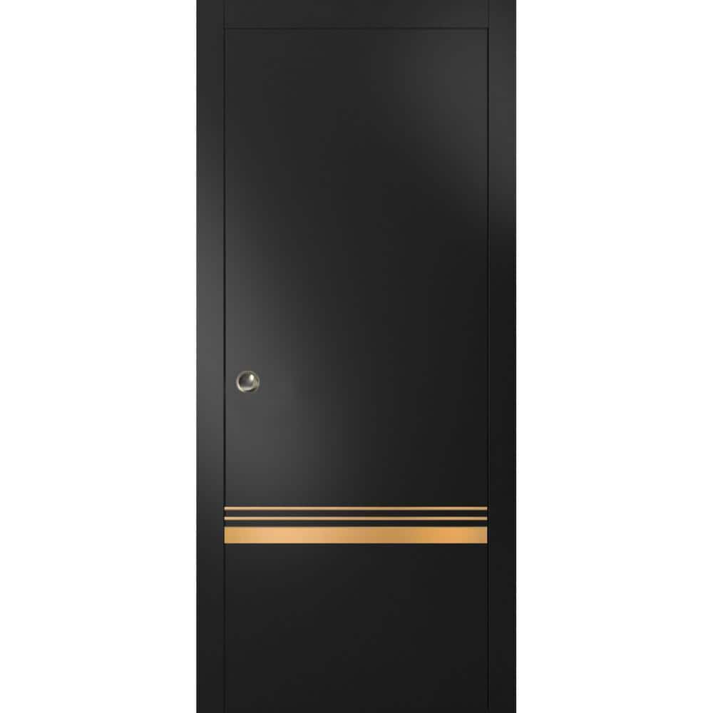 28 in. x 80 in. 1 Panel Black Matte Finished Solid Wood with Honeycomb Sliding Door with Hardware price history on PriceWatchPro