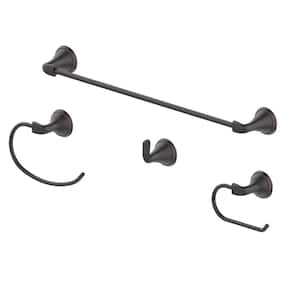 VAZIA 4 -Piece Bath Hardware Set with Towel Bar, Toilet Paper Holder, Robe Hook Towel Ring Included in Oil Rubbed Bronze