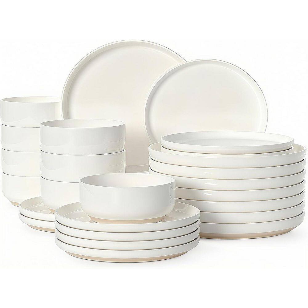 24-Piece Cream White Ceramic Kitchen Plates and Bowls Sets(Service for 8) price history on PriceWatchPro