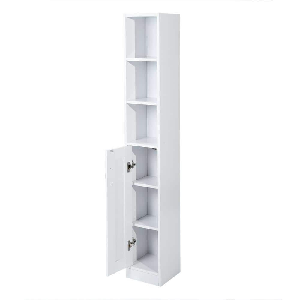 9.9 in. W x 9.9 in. D x 63 in. H Bathroom White Linen Cabinet