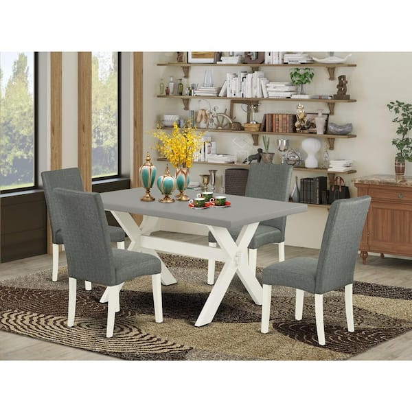 Dovelina Montauk Black Wood 52 in. Round Cross Legs Dining Table