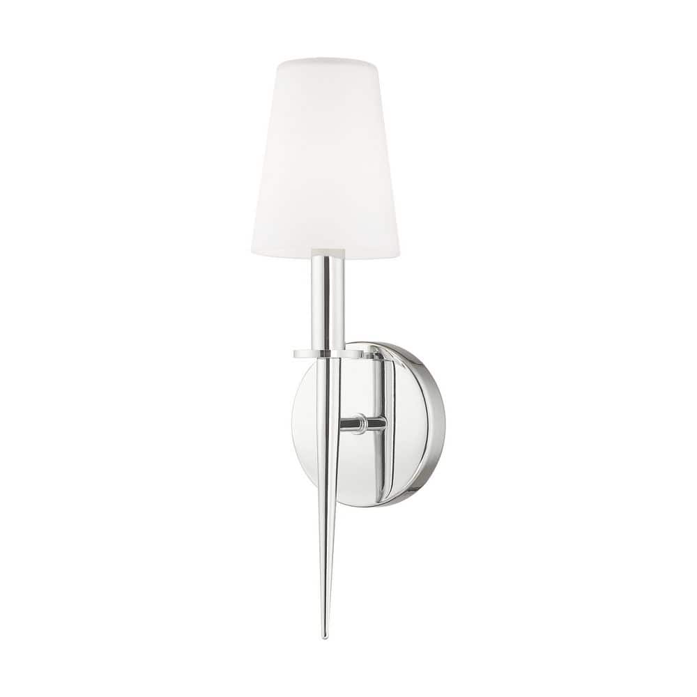 Shillingford 4.25 in. 1 Light Polished Chrome ADA Wall Sconce with Satin Opal White Glass price history on PriceWatchPro