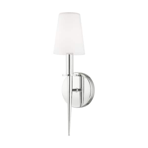 AVIANCE LIGHTING Shillingford 4.25 in. 1 Light Polished Chrome ADA Wall Sconce with Satin Opal White Glass