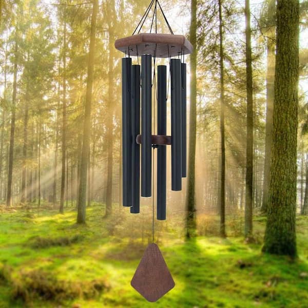 30 in. H Black Aluminum Wind Chimes for Outside G07H969CFQ - The