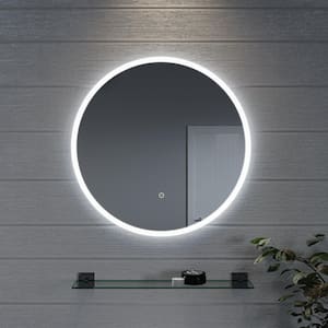 Aurora 24 in. W x 24 in. H Round Frameless Anti-Fog LED Light Wall Mounted Bathroom Vanity Mirror in White