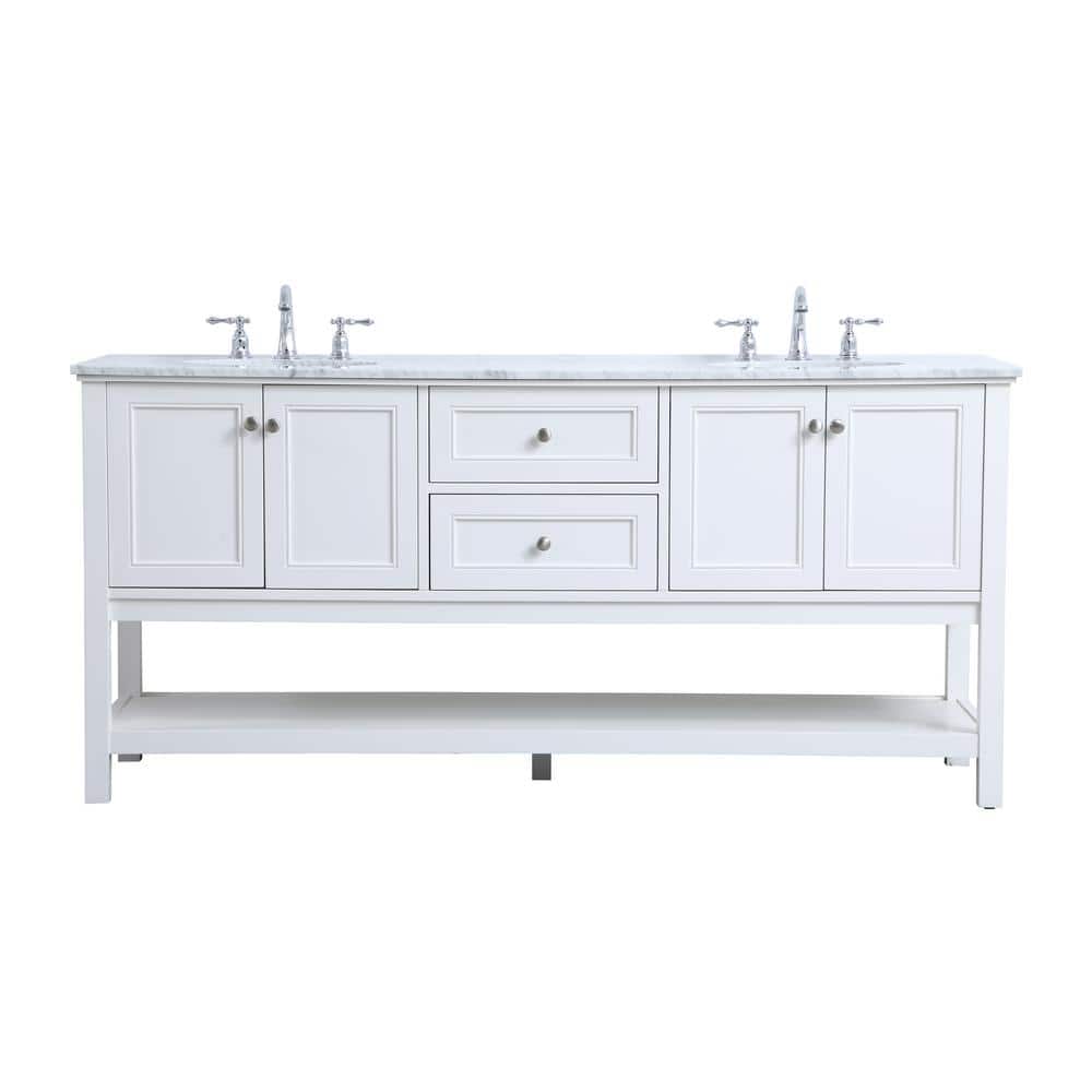 Simply Living 72 in. W x 22 in. D x 33.75 in. H Bath Vanity in White with C