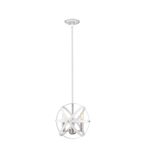 Cavallo 3-Light Hammered White and Brushed Nickel Indoor Candle Chandelier with No Bulbs Included