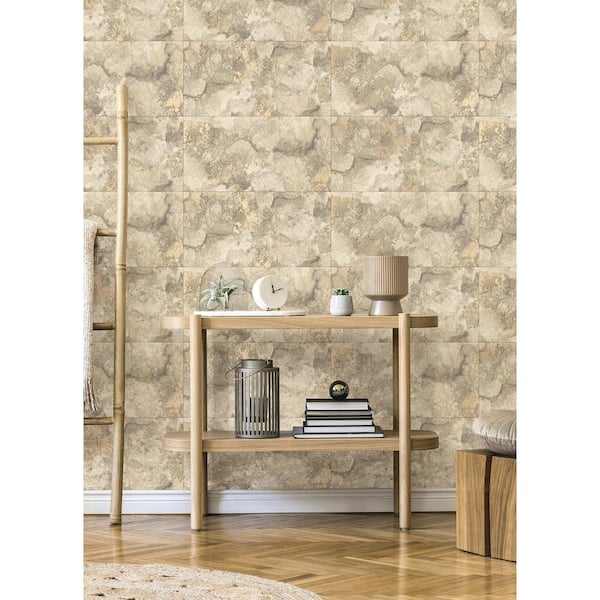 Aria Neutral Marbled Tile Paper Non-Pasted Textured Wallpaper