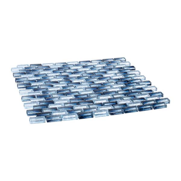 Highline Denimi Blue 12 in. x 12 in. Smooth Glass Brick Joint Mosaic Tile (5 sq. ft./Case)