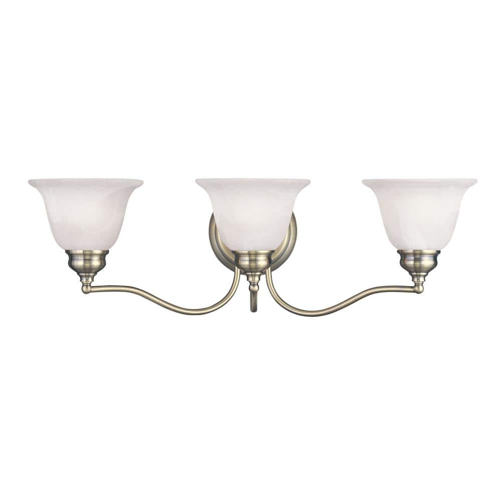 Livex Lighting Essex 3-Light Wall Antique Brass Vanity Light 1353-01 ...