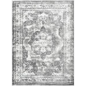 Monte Carlo Medium Gray Medallion 7 ft. x 9 ft. Indoor Area Rug