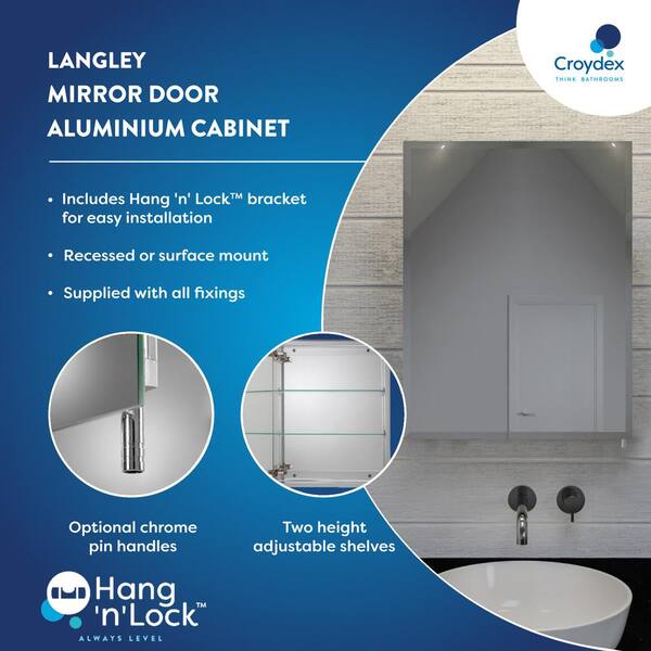 20 in. W x 26 in. H Recessed or Surface-Mount Bathroom Medicine Cabinet with Easy Hang System