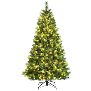 6ft Green Pre-lit LED Regular Artificial Christmas Tree w/Warm White Lights
