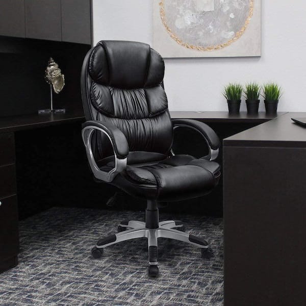  Efomao Desk Office Chair Big High Back Chair Managerial  Executive PU Leather Computer/Swivel Chair with Lumbar Support (Dark Grey)  : Home & Kitchen
