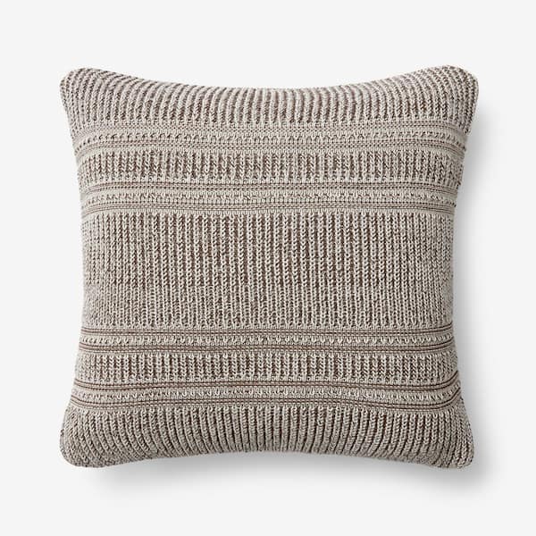 The Company Store Company Cotton Kimia Knit Chestnut 20 in. x 20 in. Decorative Pillow Cover