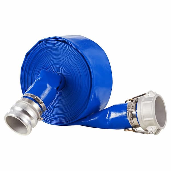 Backwash Hose 3 in. x 50 ft. Blue PVC Pool Discharge Hose with 2 Camlock Connectors Fit Various Pumps Utility Accessory