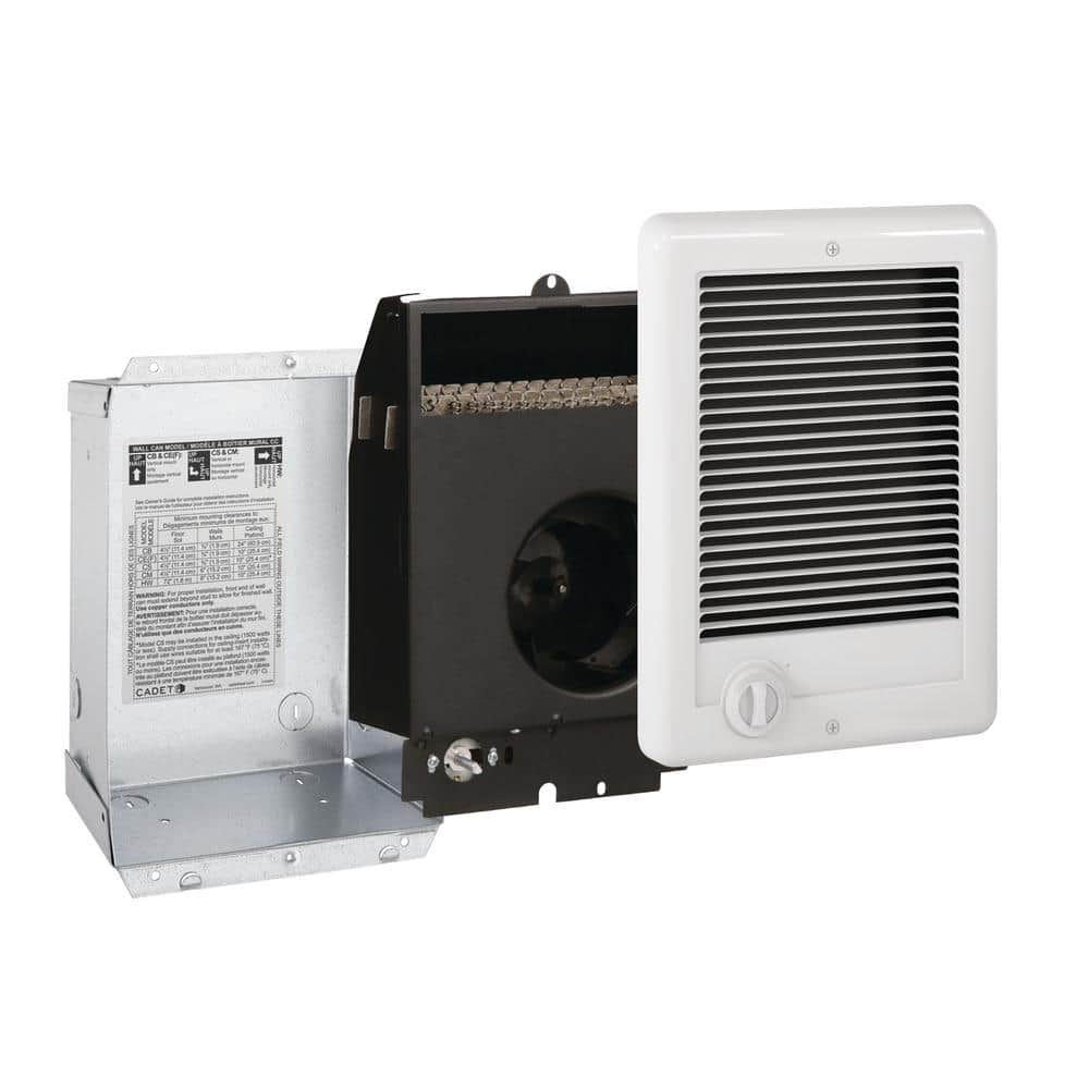 Cadet 240-volt 1,500-watt Com-Pak In-wall Fan-forced Electric Heater in  White with Thermostat CSC152TW The Home Depot