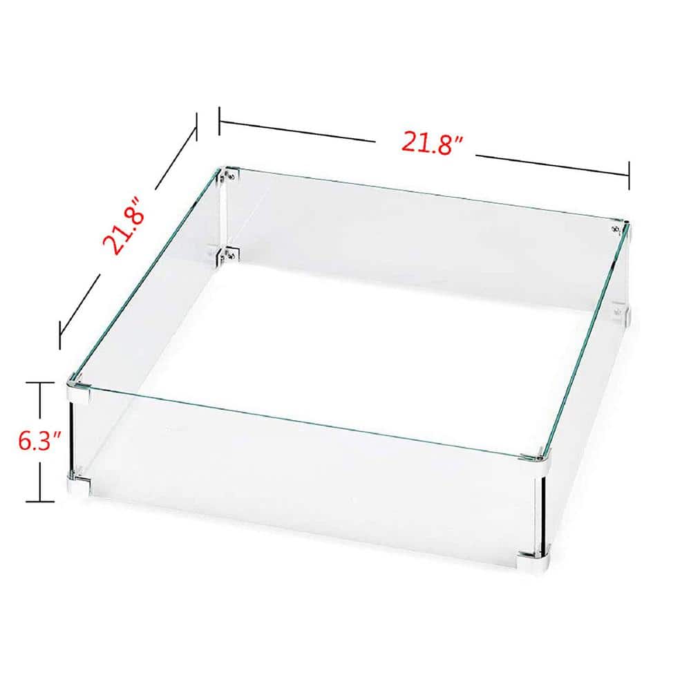Square Tempered Glass Fire Table Windshield Flame Blocker