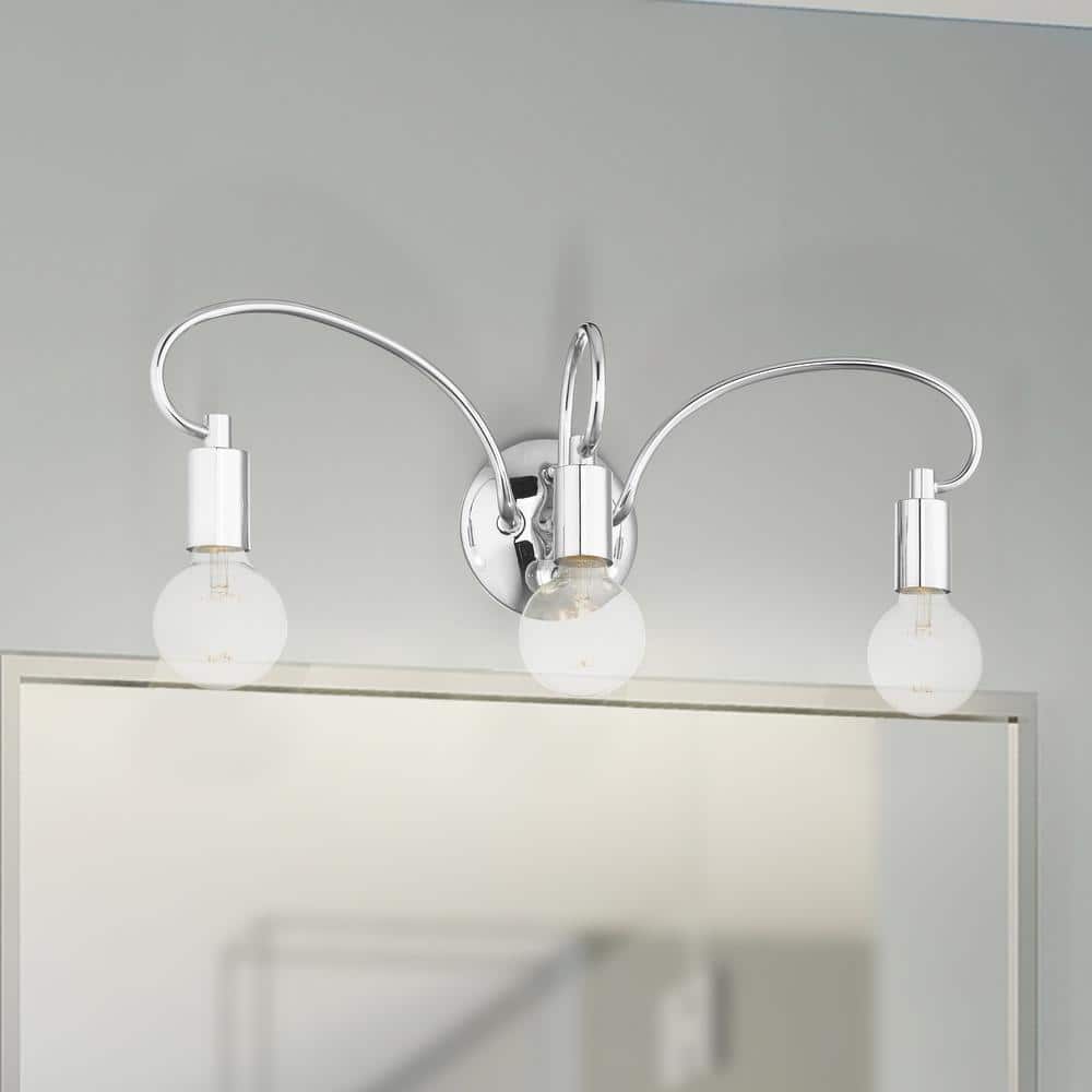 Bari Polished Chrome 3-Light Vanity Sconce with Dimmable Feature