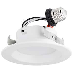 4 in. Round Retrofit New Construction Remodel Integrated LED Recessed Kit, Selectable CCT 27K 30K 35K 40K 50K